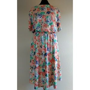 Peach Floral Print Vintage Dress
